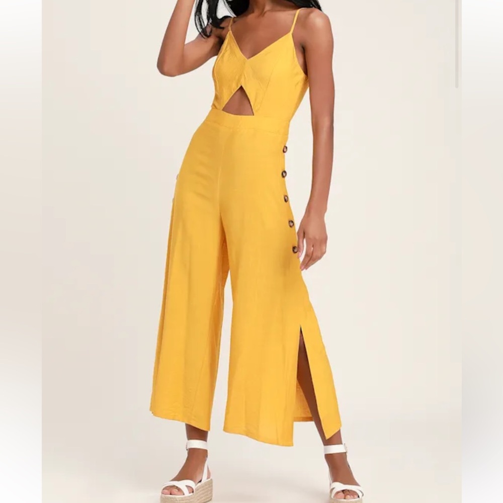 Lulu's Mustard Cutout Jumpsuit